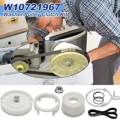 W10721967 Washer Pulley Clutch Kit & W10006384 Drive Belt - color: W10721967 Kit
