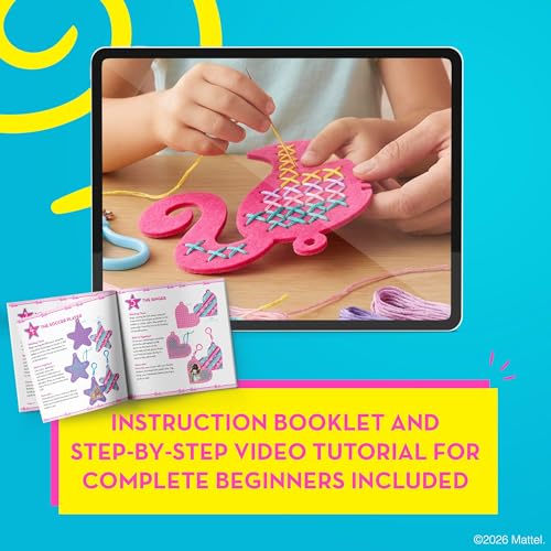 CRAFTILOO Barbie® Cross Stitch Kit for Kids Ages 6-12 - 7 Keychain Projects - style: Barbie (7 Projects)