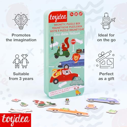 Magnetic Puzzle Box for Kids Ages 3-5, Car Travel Puzzle Game - color: Car