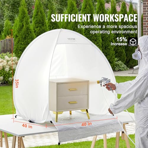 VEVOR Paint Booth Tent, 40 x 35 x 40 in Pop-Up Portable Spray Paint Tent with Built-in Floor, Exhaust Window and Storage Bag, Foldable Paint Booth for Furniture, DIY Hobby Tool Painting Station - size: L40*W35*H40inch