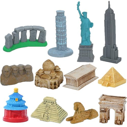ONEST 12 Pieces Mini World Building Model Playsets Famous Architecture Figurines - style: B Set