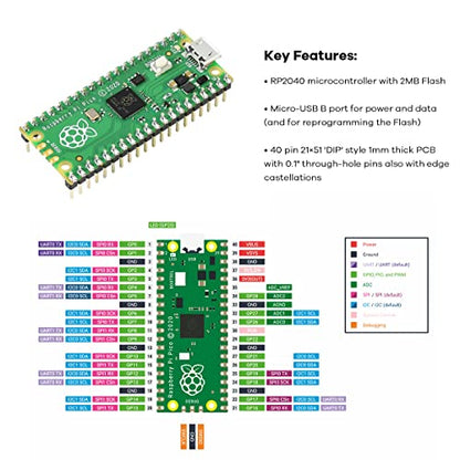 LAFVIN Basic Starter Kit for Raspberry Pi Pico, LCD1602 Display, SG90 Servo, WS2812 RGB LED, Support MicroPython ＆ C/C++ for STEM DIY Electronic Project with Tutorial