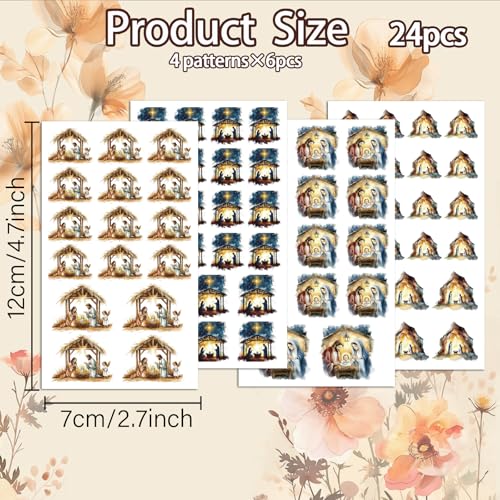 OLYCRAFT 24Pcs Christmas Clay Transfer Paper 4 Styles Transfers Paper for Polymer Polymer Transfer Sheets Clay Transfers Stickers Small Ceramic Decals for Earrings Jewelry Making - style: Christmas