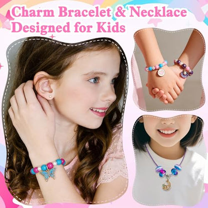Kids Bracelet Necklace Making Kit, 24 Pack for Ages 4+, Girls Party Favors, Goodie Bag Stuffers, Kids Art Craft Activity
