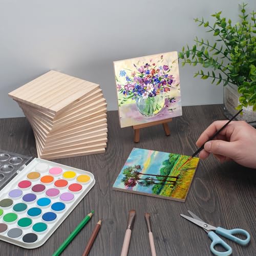 Wooden Blocks for Crafts,1/4″ Thick 5″ X 5″ Wood Squares for Crafting, Blank Wooden Boards Unfinished Wood Blocks Pieces Planks, Paintings, DIY Plaques & Signs, Woodworking, Architectural Models - size: 5″x5″x1/4″ - 16PCS