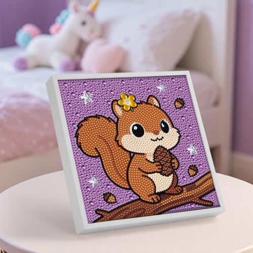 Yeadiffy Special Shaped Crystal Drills 5D Diamond Art Painting Kit with Ultra-Thin Wooden Frame - 7.6x7.6 Inch Sparkling Gem Art by Number for Beginners (1, Squirrel, 7.6 * 7.6) - color: Squirrel