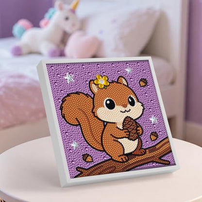 Yeadiffy Special Shaped Crystal Drills 5D Diamond Art Painting Kit with Ultra-Thin Wooden Frame - 7.6x7.6 Inch Sparkling Gem Art by Number for Beginners (1, Squirrel, 7.6 * 7.6) - color: Squirrel
