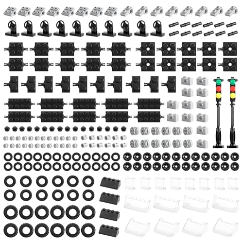 248pcs Wheels and Axles Sets, Classic Car Parts and Pieces, Tires Accessories Building Bulks - Compatible with Lego and All Major Brands