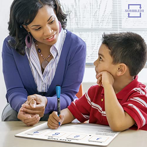 SCRIBBLEDO Place Value Board 9" x 12" Double Sided Dry Erase Boards for Kids for Teaching Place Values from Billions to Decimal Numbers Math Manipulative Lapboard for Home School and Classroom - style: 1 Board