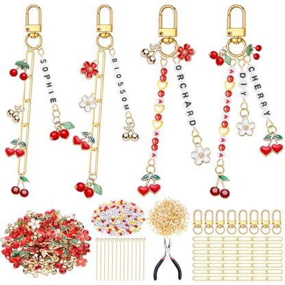 CraftyDream 558 Pcs Cherry Charm Keychain Making Kit DIY Crafts - style: Cherry
