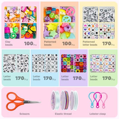 Gionlion 96 Colors 3550 Pcs Pony Beads Bracelet Making Kit, 5 Boxes Friendship Bracelet Kit with Letter Beads 6x9mm Rainbow Bead for Bracelets Jewelry Keychain Making Kit, Mothers Day Gifts Gifts - color: 96 Colors 3550PCS