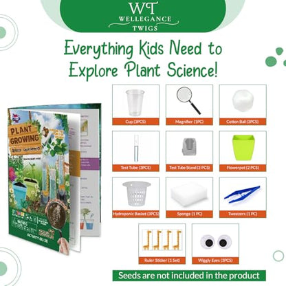 Plant Growing Science Kit for Kids - 19 Botany Experiments with Hydroponic Growing, Root Science & Transpiration - STEM Gardening Gift for Boys & Girls - Birthday Gift Ages 8, 9, 10, 11, 12