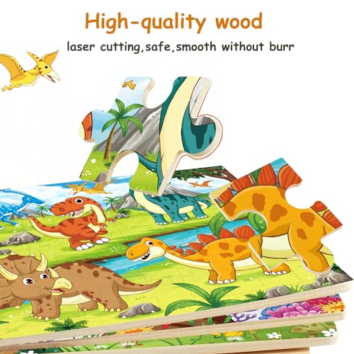 Puzzles for Kids Ages 4-8, Wooden Jigsaw Puzzles 48 & 60 Pieces, 6 Pack