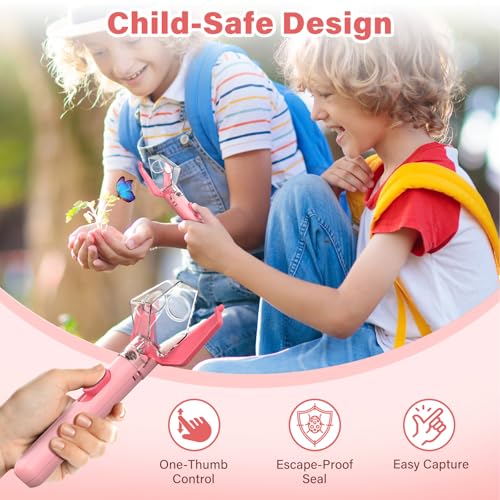 Bug Catcher for Kids with 6X Magnifier, STEM Educational Exploration Toys - color: Pink