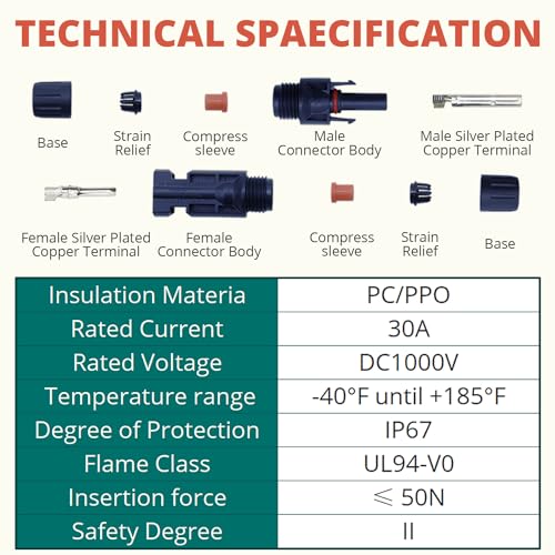 MC-4 Solar Connector Kit 6-Pair with Crimper Tool Set - color: Mc4-6set