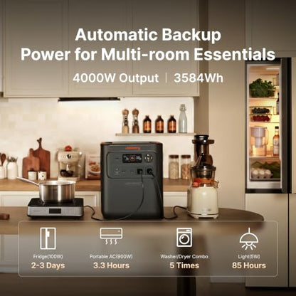 Jackery HomePower 3600 Pro Max Power Station, 3584Wh, 2000W 120V/4000W 240V - style: HomePower 3600 Pro Max