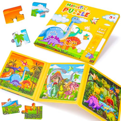 LovesTown Magnetic Puzzles Book, Dinosaur, 48 Piece - size: Medium, style: Dinosaur