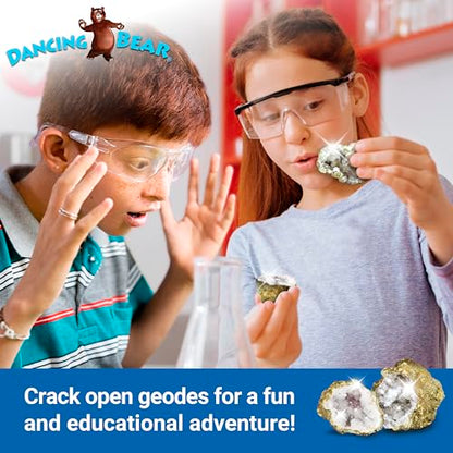 DANCING BEAR 25 Break Your Own Geodes, 90% Hollow, (Large 1.75-2.5") Crack Open & Discover Amazing Surprise Crystals Inside! Educational Info and Instructions Included, Fun Party Favors & Prizes - style: Large (1.75-2.5")