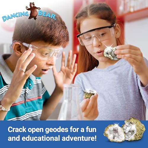 DANCING BEAR 25 Break Your Own Geodes, (Medium 1-1.5") 90% Hollow, Crack Open & Discover Amazing Surprise Crystals Inside! Educational Info and Instructions Included, Fun Party Favors & Prizes - style: Medium (1-1.5")