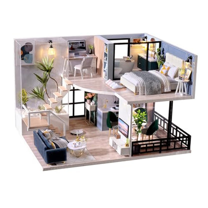 MAGQOO DIY Miniature Dollhouse Kit with Furniture 1:32 Scale Creative Room Mini Wooden Doll House Accessories DIY Miniature House Kit (Satisfied Time) - color: Satisfied Time