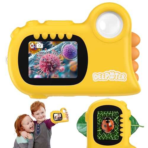 2 in 1 Microscope for Kids & Video Camera, Deepoter 1000X Digital Microscope with 2.0" Screen, Portable Handheld Kids Camera Toys, STEM Educational Science Kit Gifts for 3-12 Age Years Old Boys Girls