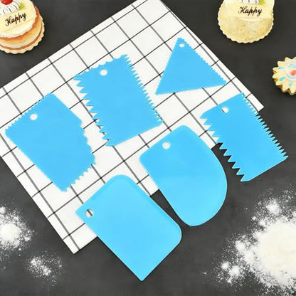 18 PCS Plastic Textured Art Supplies Kit with 3 Rings, Cake Scraper - color: 3 Colors