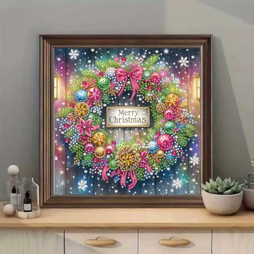 Christmas Wreath 5D Diamond Art Painting Kits for Adults 12 x 12 inch - color: SH183