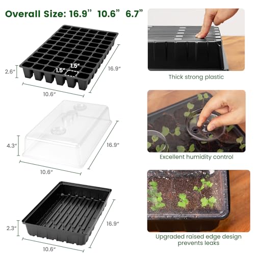 SOLIGT 60 Cell Seed Starter Tray Kit with Grow Light and Heat Mat - size: 1 SET