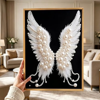 3D Pearl Angel Wings Diamond Art Painting Kits for Adults 12x16inch - color: PL07-1