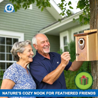 SISTERBIRD 2 Pack Bird House, Premium Bird Houses for Outside Warming Gifts - color: Medium-roast coffee color -- 2PK