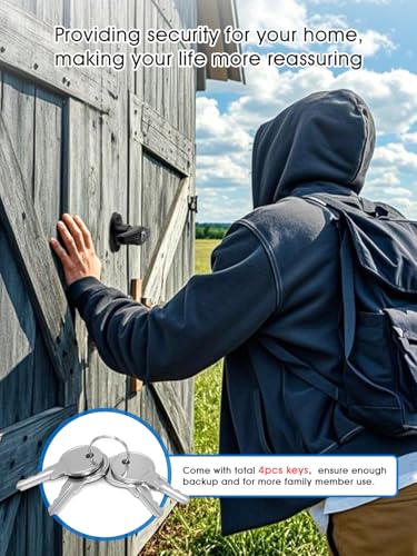 Shed Door T-Handle Lock Latch Kit with 4 Keys, Shed Barn Coop Storage Door T-Lock Set, Adjustable 6-1/2" Stem, Heavy-Duty Zinc Alloy, Black Powder Coated Left Lock - 1pack - style: Lock 6-1/2"