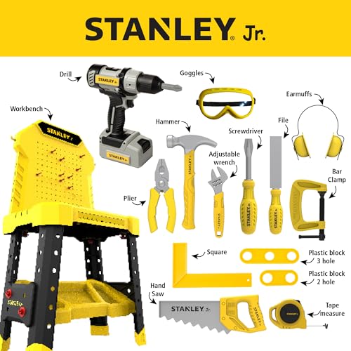 Stanley Jr. Pretend Play Kids Tool Bench with Toolset 140 PCS