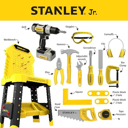 Stanley Jr. Pretend Play Kids Tool Bench with Toolset 140 PCS