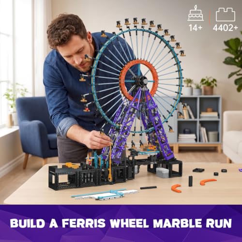 Mould King 26018 Ball Ferris Wheel Building Set - 4402+ Piece Motorized Kinetic Marble Run Engineering Model, Dynamic Mechanical Display Kit for Ages 14+/Adults Collectors