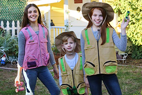 Kids Cargo Vest for Boys and Girls with Reflective Safety Straps - color: Tan, size: X-Large