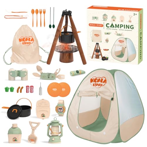 Kids Camping Set 31Pcs with Tent,Pretend Play Outdoor,3+ - color: Multicolor