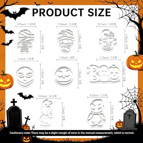 8 Pcs Halloween Polymer Clay Cutters Set - Zombie, Mummy & Spooky Themed Clay Cutters for Polymer Clay Jewelry Making, Perfect Halloween Party Gift - color: Mummy