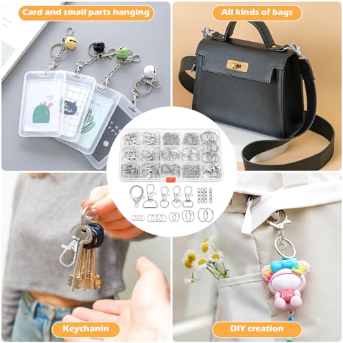 PAXCOO 300PCS Keychain Making Kit, Keychain Craft Supplies Including Key Chain Clips, Lanyard Snap Hooks, Key Rings and Jump Rings for Key Chain Making, Purse Making, Lanyard Making - color: Silver