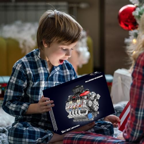 Nueris Mini V8 Engine Model Sets - 487 PCS DIY Building Toys Car Motor Kits That Runs - Gift Idea for Adults Boys Girls for Mechanic Engineering Construction - style: 10171