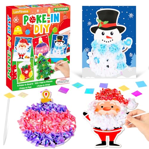Lonfliness 8 Pcs Christmas Poke in Craft Kits for Kids Mess Free DIY Art - style: Christmas