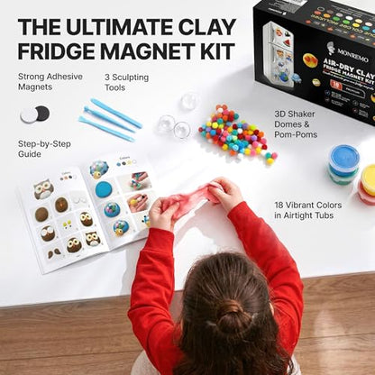 Air Dry Clay Magnet Making Kit for Kids, 18 Colors DIY Fridge Magnets