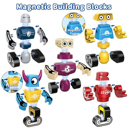 STEM Magnetic Robot Building Toys for Kids 3-5 and 4-8, 36 Pieces Transformable Stacking Robot Blocks with Storage Box, Creative Learning Christmas and Birthday Gifts for Boys Girls 3-8 - size: 36 PCS Space Magnetic Robot