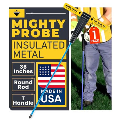 T&T Tools 36-Inch Mighty Probe Metal Soil Probe – 3/8" Round Rod - 1 Pack - size: 36-Inch Long Overall w/ 3/8" Metal Round Rod