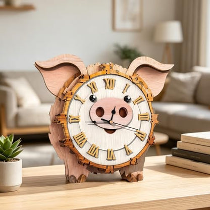 3D Wooden Puzzle for Adults - Lucky Piggy Clock - color: Lucky Piggy