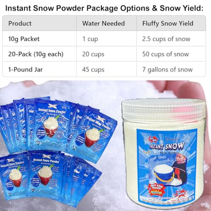 Instant Snow Powder – Magical Snow for Holiday Fun & Learning! (1-Pound Jar) - size: 1-Pound Jar