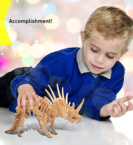 Puzzled 3D Puzzle Styracosaurus Dinosaur Wooden Construction Kit, 41 Pieces