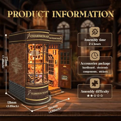 DIY Book Nook Kit for Adults 3D Wooden Puzzle Magic Booknook - color: Sq-51