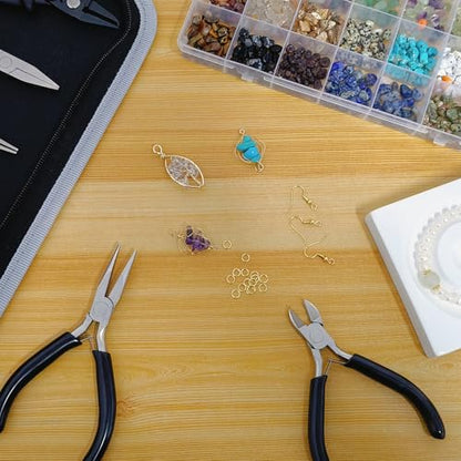 Giwaelro Jewelry Making Kit for Adults, Jewelry Making Supplies with Pliers, Wires, Findings, Necklace Chains, Magnifier and Storage Bag - color: Black