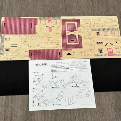 Log Cabin 3D Wooden House Puzzle,DIY Mini Building Model Kit，016 - color: 016