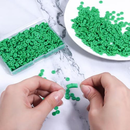 6mm Polymer Clay Beads for Bracelets Making 1000PCS - color: Bold green